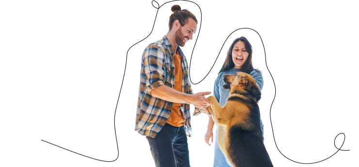 Man and woman with dog